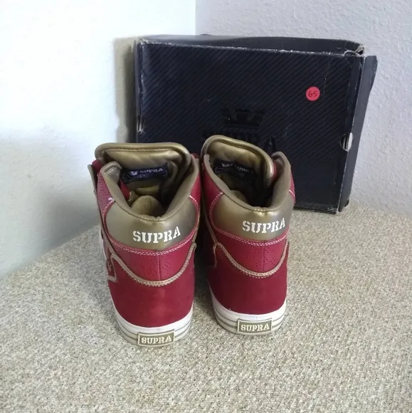 Supra Vaida Red Gold Leather Sneakers