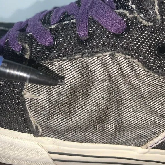 Supra Vaider Mens 8 Black Gray Canvas High Top Skate Sneakers Shoes Lace Up