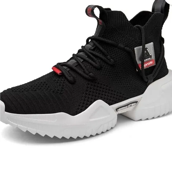 Suprate Men's European Black Trainers Running Athletic Platform Sneakers size 39