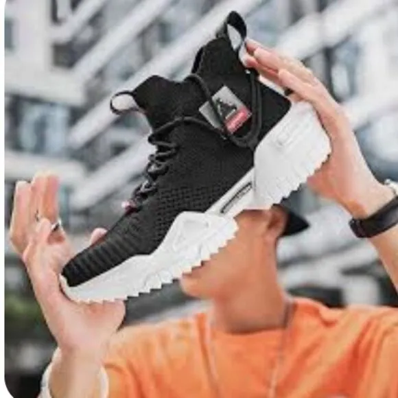 Suprate Men's European Black Trainers Running Athletic Platform Sneakers size 39