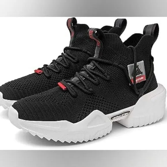 Suprate Men's European Black Trainers Running Athletic Platform Sneakers size 39