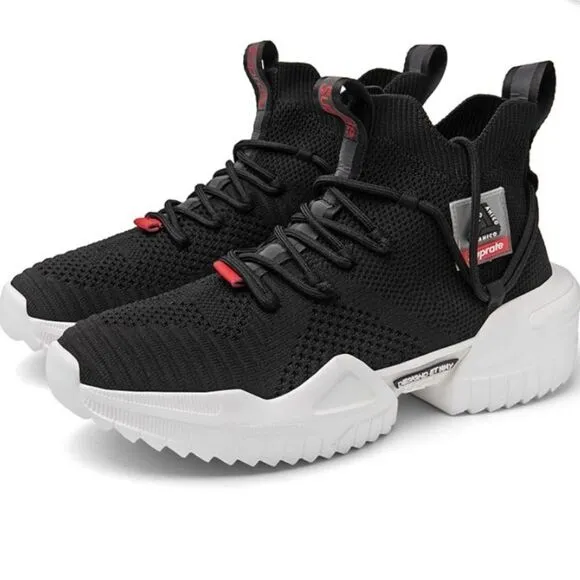 Suprate Men's European Black Trainers Running Athletic Platform Sneakers size 39