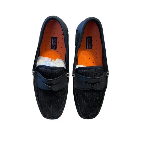 SWIMS Men's Penny Loafer Boat Shoes in Black Size 8 New In Box
