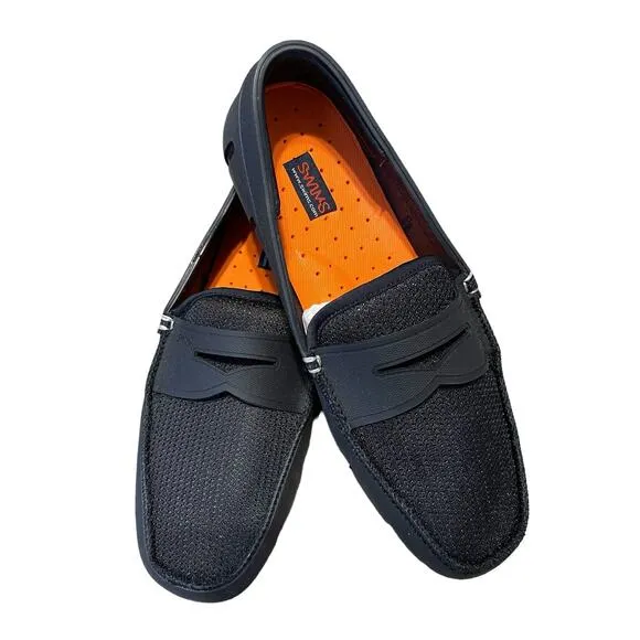 SWIMS Men's Penny Loafer Boat Shoes in Black Size 8 New In Box