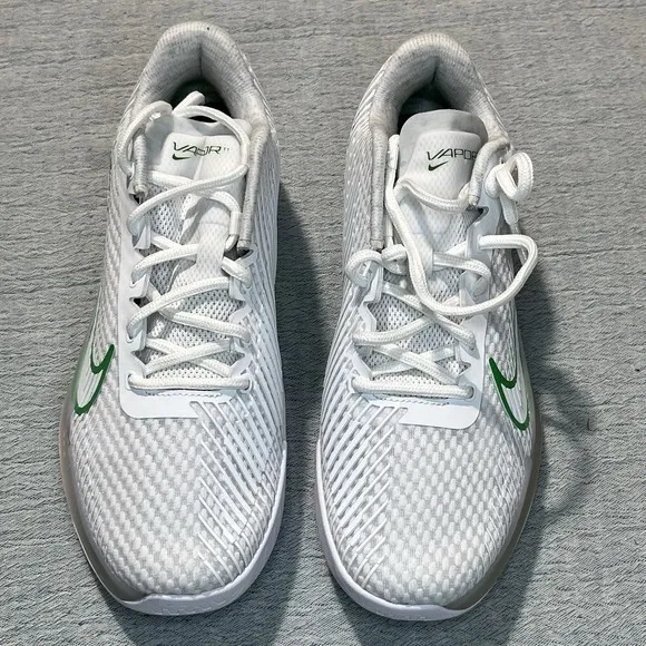 Sz 9 Women- Nike Air Zoom Vapor 11 HC 8MM White Green Tennis Pickleball Shoes