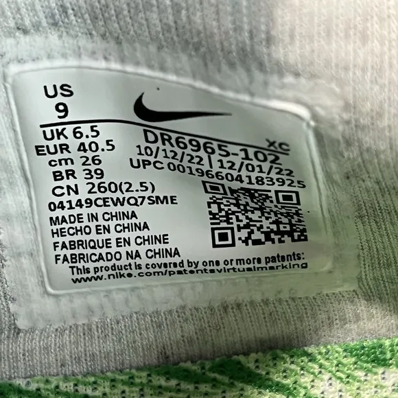 Sz 9 Women- Nike Air Zoom Vapor 11 HC 8MM White Green Tennis Pickleball Shoes