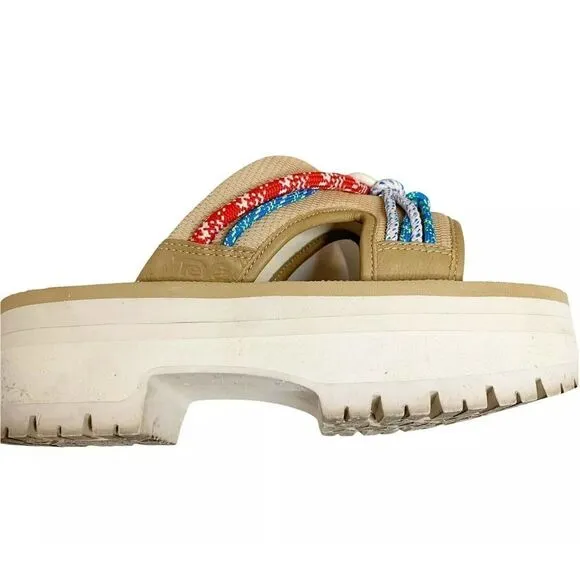 TEVA INDIO CARABINER SLIDE ROPE TAN MULTI PLATFORM SANDAL US 7/ EU 38 / UK 5