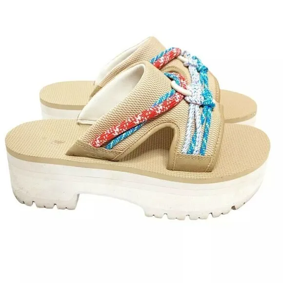 TEVA INDIO CARABINER SLIDE ROPE TAN MULTI PLATFORM SANDAL US 7/ EU 38 / UK 5