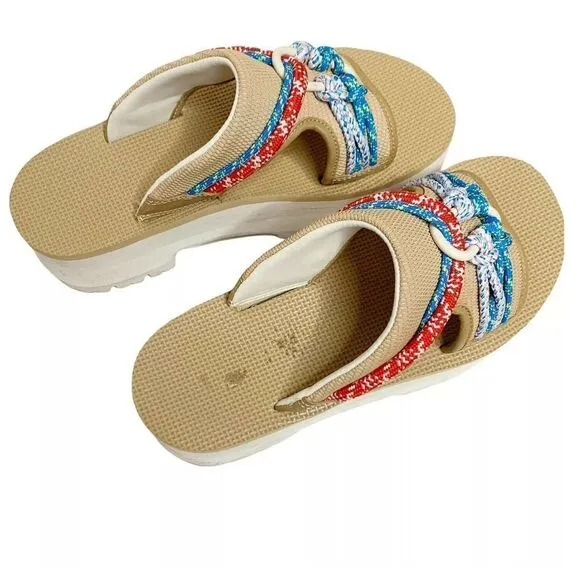 TEVA INDIO CARABINER SLIDE ROPE TAN MULTI PLATFORM SANDAL US 7/ EU 38 / UK 5