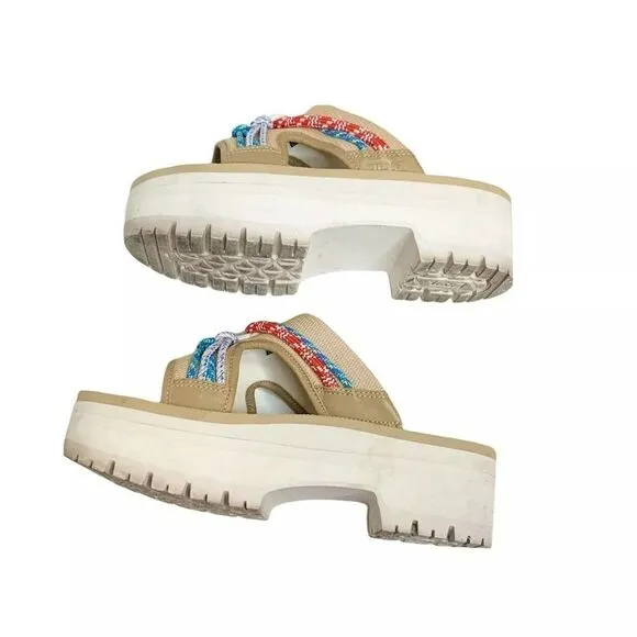TEVA INDIO CARABINER SLIDE ROPE TAN MULTI PLATFORM SANDAL US 7/ EU 38 / UK 5