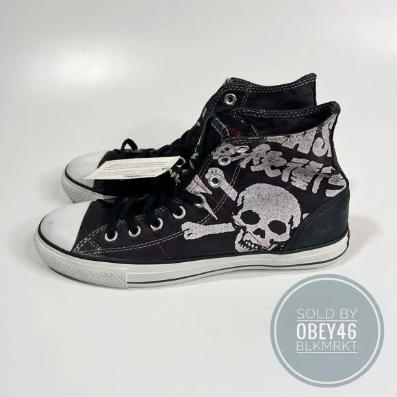 The Clash Skull Converse Chuck Taylor All Star Black High Top Shoes Mens 8