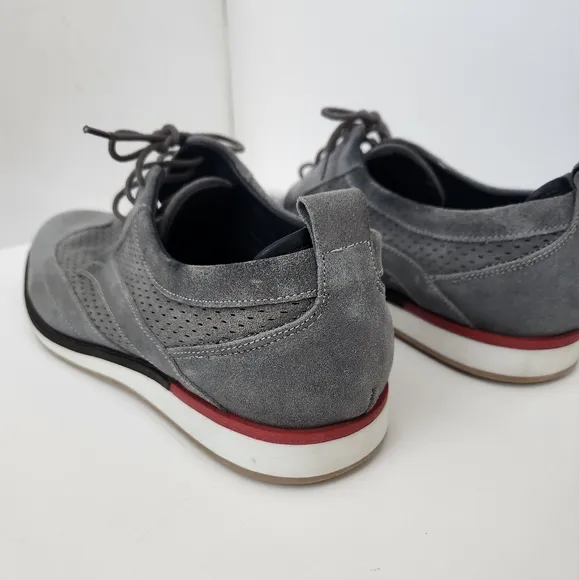 Thomas &amp; Vine Jett Wing Tip Derby Gray Suede Upper Oxford Mens Shoes Sz 12
