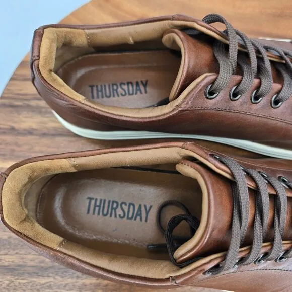 Thursday Premier Low Top Shoes Men's 8.5 Brown Leather Lace Up Casual Sneakers
