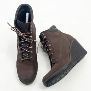 Timberland Meriden Chukka Wedge Boots size 8 8447R Brown Leather Platform Shoes