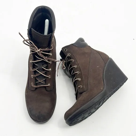 Timberland Meriden Chukka Wedge Boots size 8 8447R Brown Leather Platform Shoes