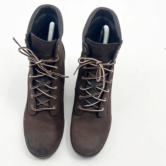 Timberland Meriden Chukka Wedge Boots size 8 8447R Brown Leather Platform Shoes