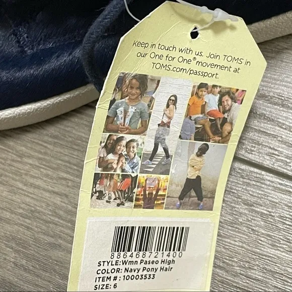 Toms calf hair leather high top shoes womens size 6 Navy Blue NEW.