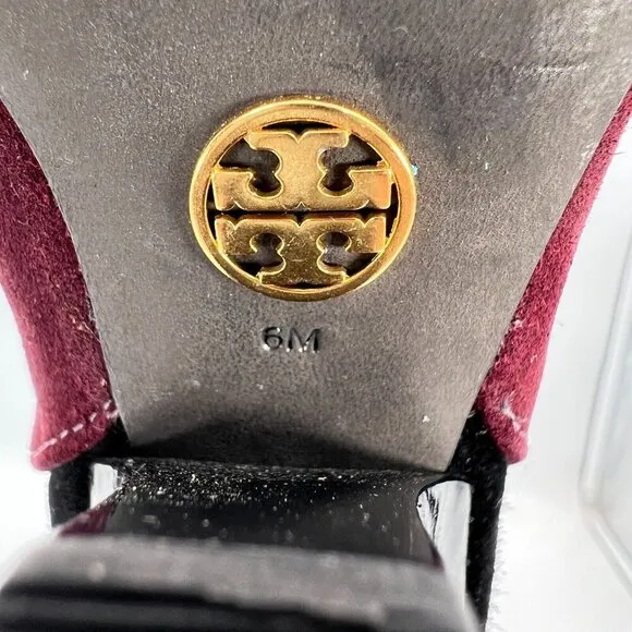 Tory Burch Lila 90mm Women Size 6M Burgundy Grey Black Suede Knee High Boot