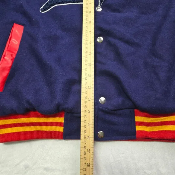 Trap Goin Off Varsity Jacket, Red, Blue, Yellow Men Sz Medium M