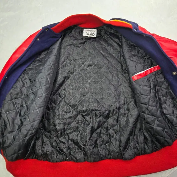 Trap Goin Off Varsity Jacket, Red, Blue, Yellow Men Sz Medium M