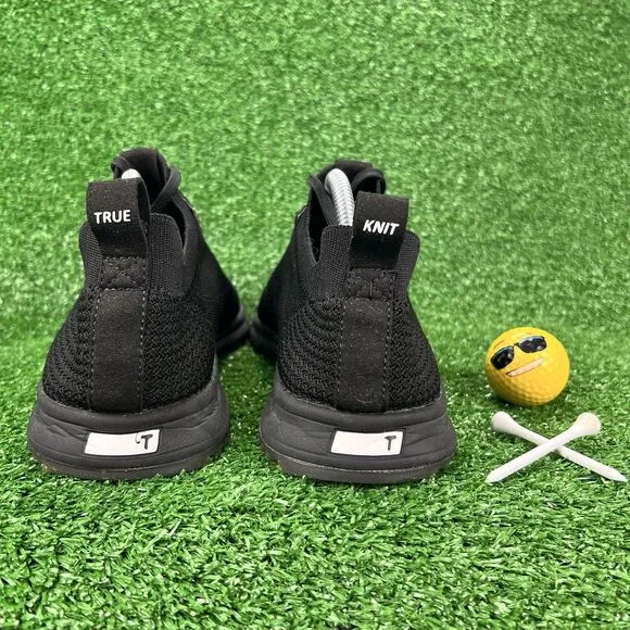 TRUE Linkswear All Day Knit II Men's 10.5 Women 12.5 Spikeless Golf Shoes Black