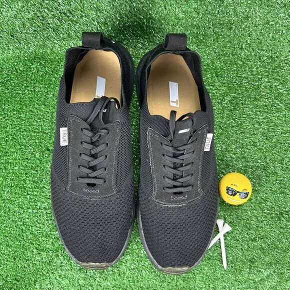 TRUE Linkswear All Day Knit II Men's 10.5 Women 12.5 Spikeless Golf Shoes Black