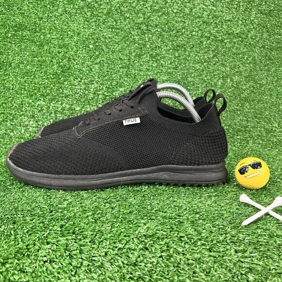 TRUE Linkswear All Day Knit II Men's 10.5 Women 12.5 Spikeless Golf Shoes Black