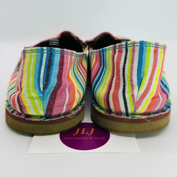 Twisted X Women's Rainbow Multi Stripe Slip On Loafer Shoes WCL0009 Size 10