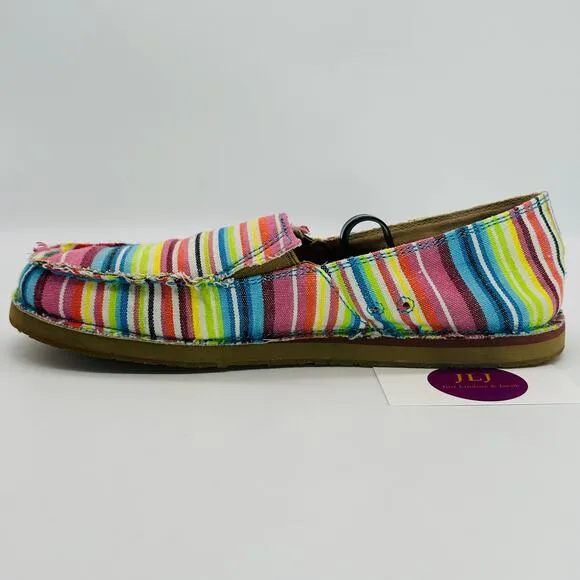 Twisted X Women's Rainbow Multi Stripe Slip On Loafer Shoes WCL0009 Size 10