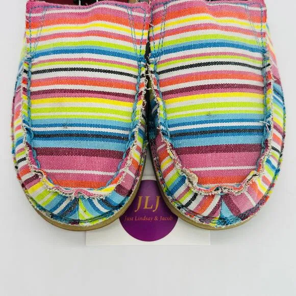 Twisted X Women's Rainbow Multi Stripe Slip On Loafer Shoes WCL0009 Size 10