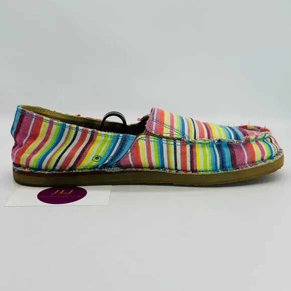 Twisted X Women's Rainbow Multi Stripe Slip On Loafer Shoes WCL0009 Size 10