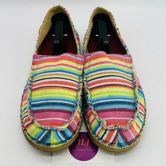Twisted X Women's Rainbow Multi Stripe Slip On Loafer Shoes WCL0009 Size 10