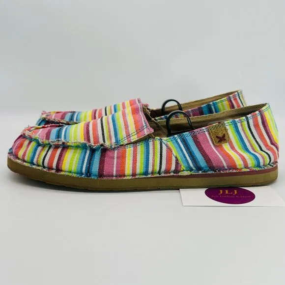 Twisted X Women's Rainbow Multi Stripe Slip On Loafer Shoes WCL0009 Size 10