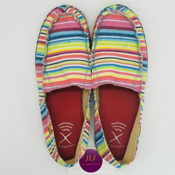 Twisted X Women's Rainbow Multi Stripe Slip On Loafer Shoes WCL0009 Size 10