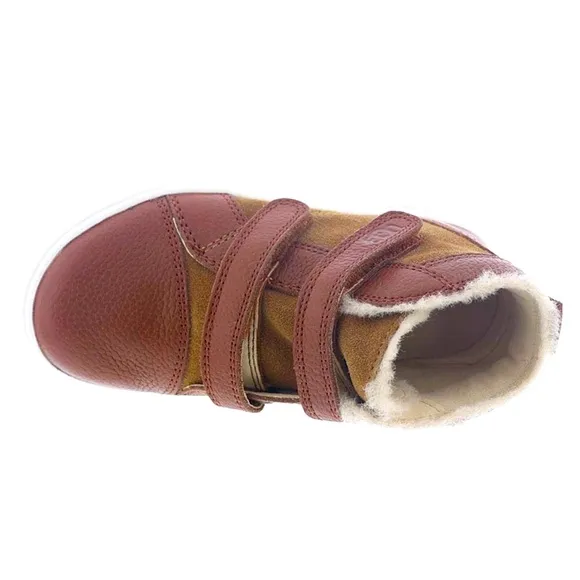 UGG Kids Leather suede caramel brown high top sneakers strap closure sz 11(boys)