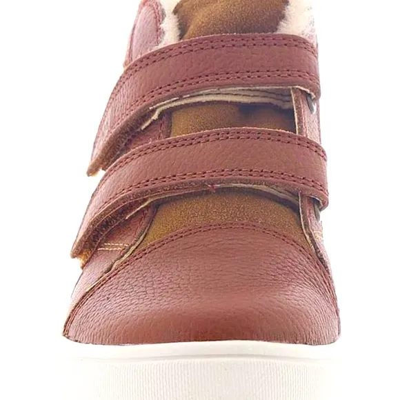 UGG Kids Leather suede caramel brown high top sneakers strap closure sz 11(boys)