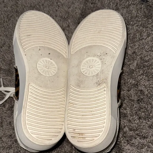 UGG White and Brown Sneakers with Animal Print