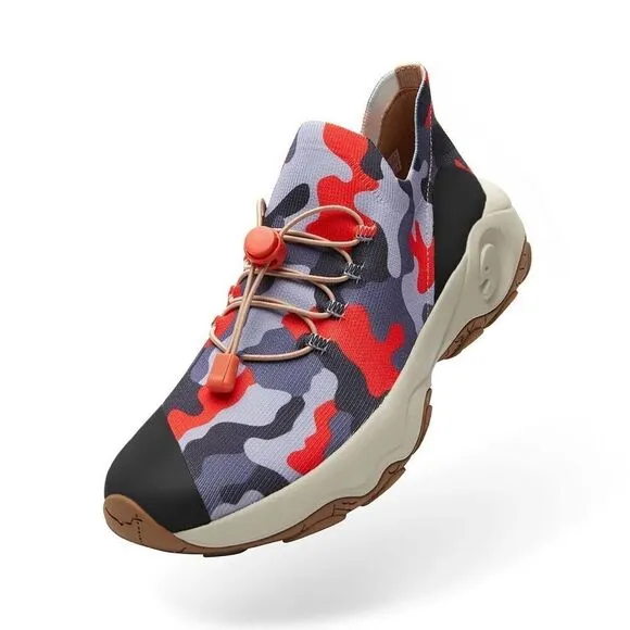 UIN Women's Walking Travel Shoes  Comfort Hiking Sneaker(LAYER-RED GREY)