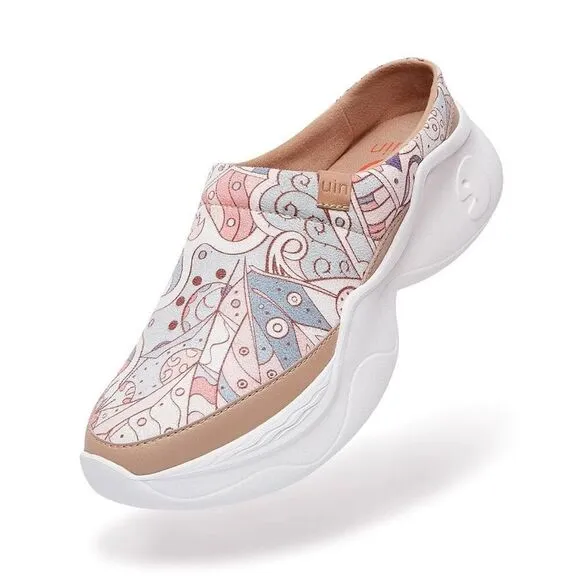 UIN Women's Mules Comfort Chunky Shoes Casual Slippers (spring-gray)New No Box