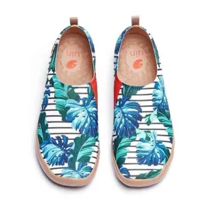 UIN Women's Painted Canvas Slip-On Ladies Travel Shoes (Blue Forest)