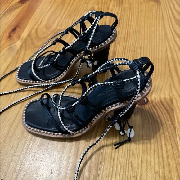Ulla Johnson Women's Black Cora Seashell High Heel Sandal Shoes EUR 37 US 6.5-7