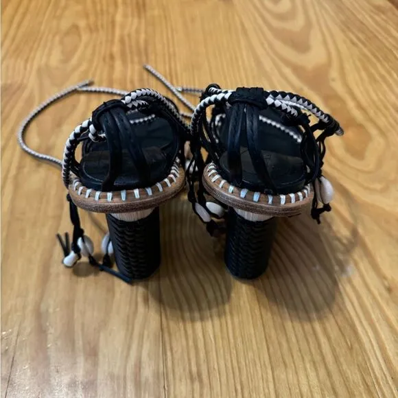 Ulla Johnson Women's Black Cora Seashell High Heel Sandal Shoes EUR 37 US 6.5-7