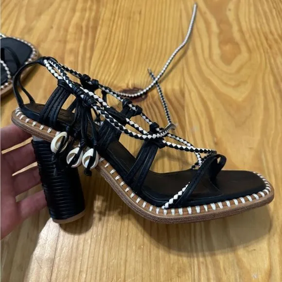 Ulla Johnson Women's Black Cora Seashell High Heel Sandal Shoes EUR 37 US 6.5-7