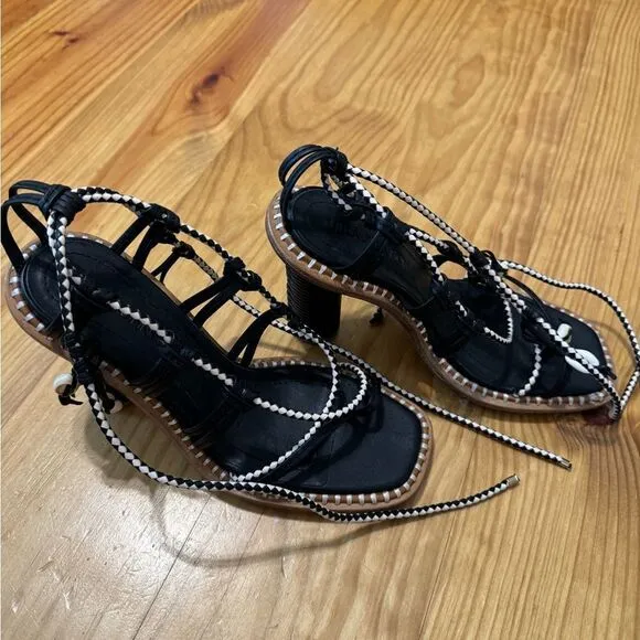 Ulla Johnson Women's Black Cora Seashell High Heel Sandal Shoes EUR 37 US 6.5-7