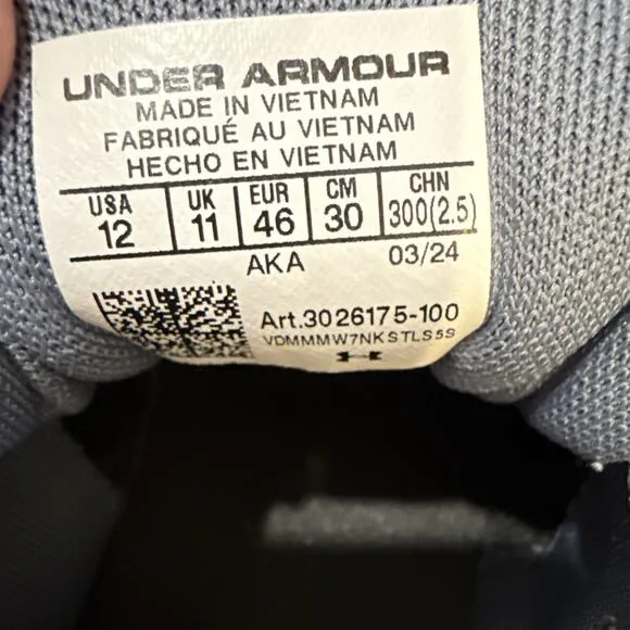 Under Armour Charged Assert 10 Men's Size 12 Gray Gravel Lime Running Shoes New