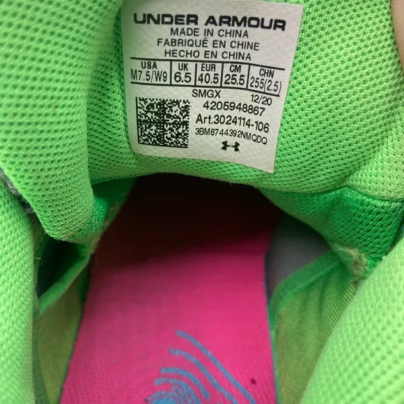 Under Armour Gray and Green Athletic Shoes with Mid-Top Support