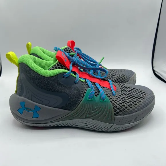 Under Armour Gray and Green Athletic Shoes with Mid-Top Support