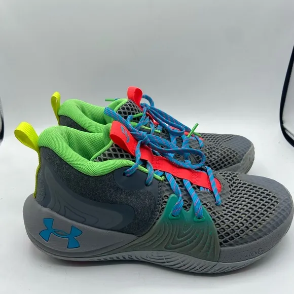 Under Armour Gray and Green Athletic Shoes with Mid-Top Support