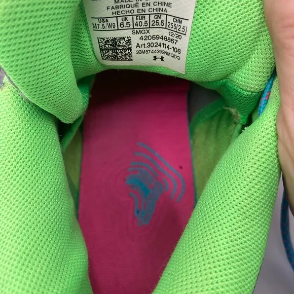 Under Armour Gray and Green Athletic Shoes with Mid-Top Support
