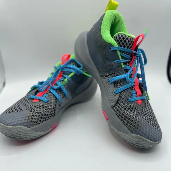 Under Armour Gray and Green Athletic Shoes with Mid-Top Support